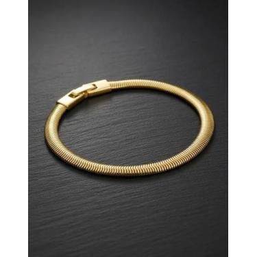 Imagem de Pulseira Masculina Neromen Elo Lacraia Banho Ouro 18k 22cm