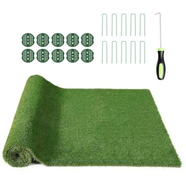 Imagem de Sturdum Tapete de grama artificial 6,5 x 10 pés (65 pés quadrados), grama sintética de 3,5 cm de espessura para jardim interno e externo, cães, simulador de golfe, paisagismo faça você mesmo com 10