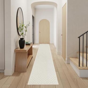 Imagem de Nourison Tapete versátil para interior/exterior branco marfim de 60 cm x 3 m, fácil limpeza, sem queda, quarto de cama, sala de estar, sala de jantar, quintal, deck, pátio (5 x 25 cm)