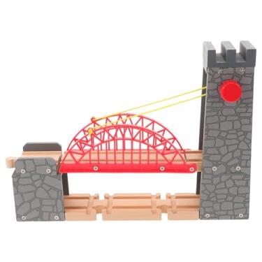 Imagem de TOYANDONA Acessórios de Madeira para Trilhos de Trem - Ponte Suspensa para, Modelo de Ponte de Madeira para Trem, Expansão de Trilhos de para Acessórios Ferroviários.