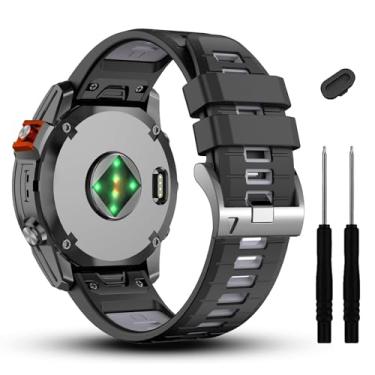 Imagem de VEVEL Pulseira de relógio Garmin Fenix 7S 7S Pro 6S 6S Pro 5S 5S Plus de 20 mm, pulseiras de silicone macio para smartwatch Approach S70 de 42 mm/Instinct 2S/Descent Mk2s (preto/cinza)