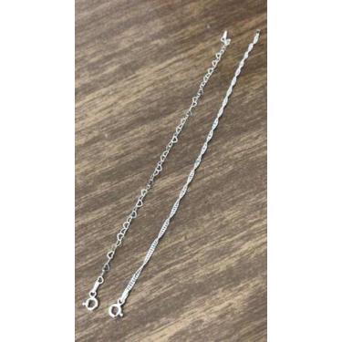 Imagem de 2 Pulseiras Feminina Prata 925 Coração E Singapura - Lojas La&Ny , Pra