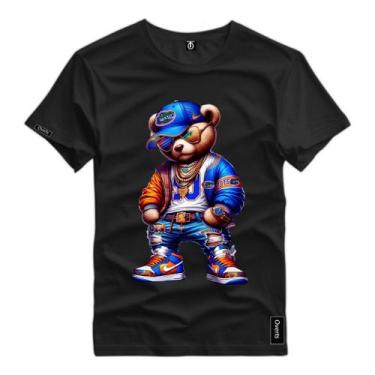Imagem de Camisa Camiseta Masculina Personagem Urso Style Bone Azul Estampado Bl