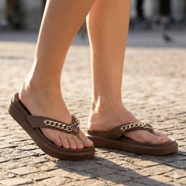 Imagem de Chinelo Feminino Moleca Flatform Tira Dedo Marrom-Feminino