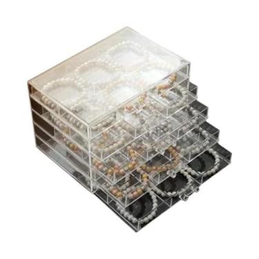 Imagem de Organizador De Joias Em Acrílico Com 5 Gavetas, Suporte Para Brincos, 