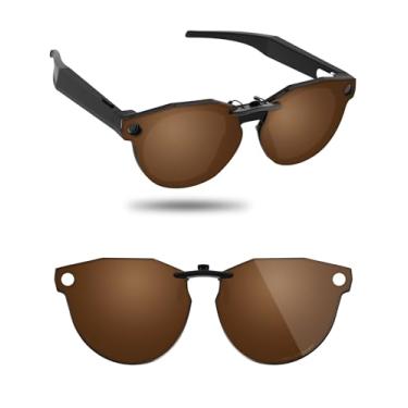 Imagem de Fiskr Óculos de sol polarizados Clip-On para Oakley Meta HSTN O8002 51 mm - Proteção UV - Ajuste universal para homens e mulheres, Marrom âmbar, 51mm