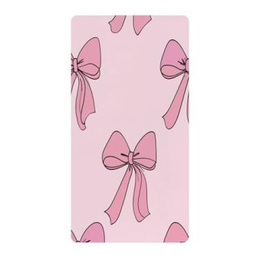 Imagem de Blueangle Lençol de berço padrão para berço infantil - Lençóis de algodão macio e respirável com estampa de laço rosa (492)