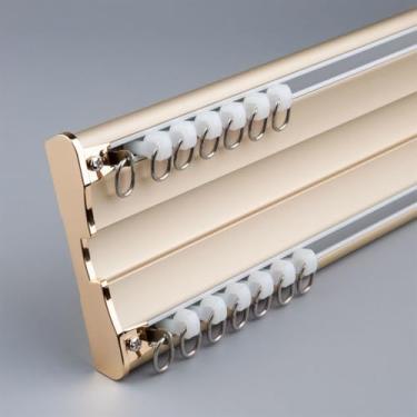 Imagem de Cortina resistente com trilho duplo conjunto, trilho de cortina de teto de alumínio 1-5 m personalizável, adequado para sala de estar, banheiro, quarto, divisória de teto, kit de trilhos