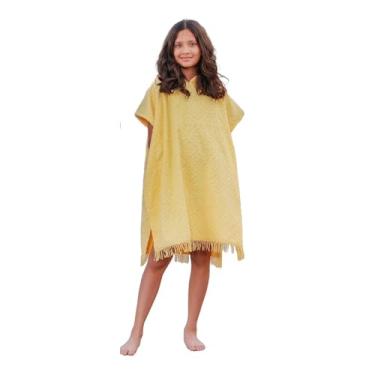 Imagem de ALLEN & MATE Toalha com capuz 100% algodão para crianças - toalha de banho macia, poncho de toalha de banho absorvente com capuz para crianças pequenas, meninos, meninas (diamante amarelo, 7-12 anos)