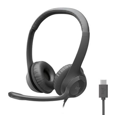 Imagem de Logitech Fone de ouvido com fio H391 para PC/laptop, fones de ouvido estéreo com microfone com cancelamento de ruído, USB-C, controles em linha, funciona com Chromebook - Grafite