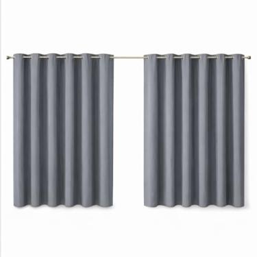 Imagem de Cortina 100% Blackout 2,00m x 1,30m Corta Luz para Cozinha Janela Casa Blecaute com Ilhós (Cinza)