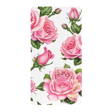 Imagem de xigua Lençóis de berço de algodão Roses para meninas e meninos, lençol macio e respirável adequado para berço padrão e cama de criança pequena