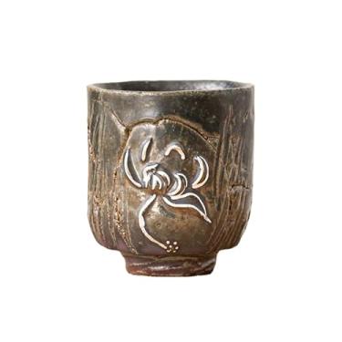 Imagem de Xícara de chá retrô de grande capacidade doméstica estilo japonês com padrão de lótus, capacidade: 107.7 g-A1