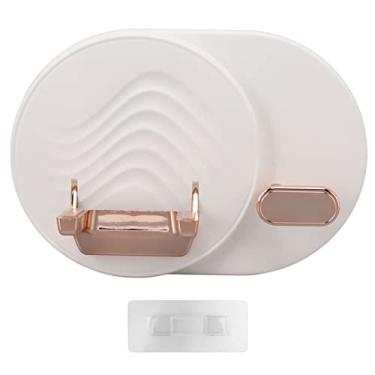 Imagem de Prateleira de secador de cabelo, montagem na parede, economia de espaço, armazenamento de cabo livre, suporte de secador para banheiro, material ABS, peso de 7,8 onças (Branca)