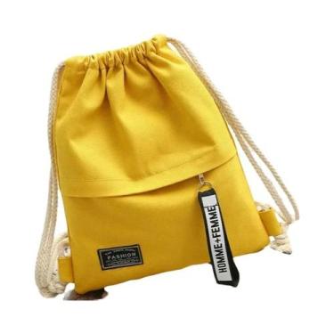 Imagem de Mochila De Lona Unissex Com Cordão, Bolsa Casual Portátil Para Viagem 