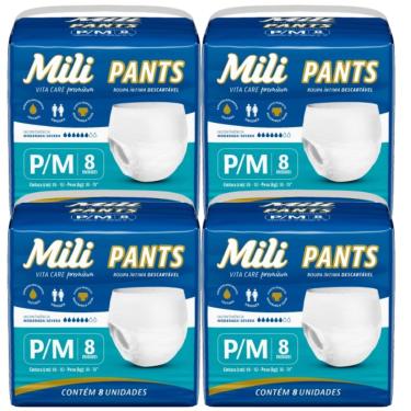 Imagem de Fralda Pants Adulto Mili Vita Care  Tam P/M premium 4 pacotes c/ 8 (total 32)