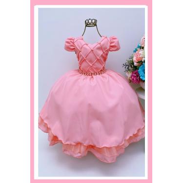 Imagem de Vestido Infantil Festa Luxo Rosa Goiaba