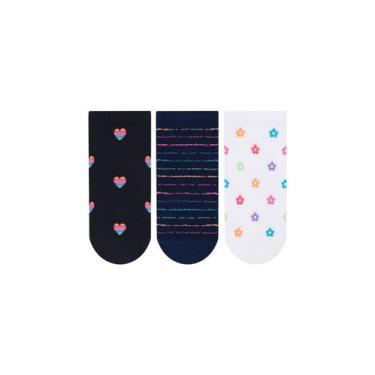 Imagem de Kit/3 Meia Sapatilha Selene 7360.001 Feminina Estampada Algodão T. 34/