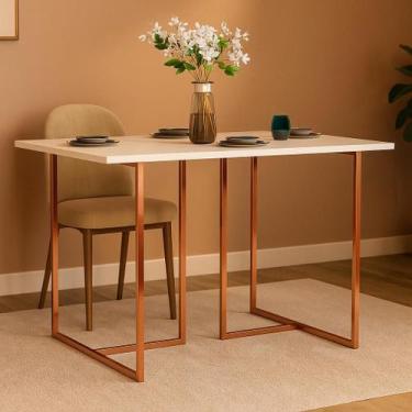 Imagem de Mesa de Jantar Mali 120x80cm Alto Padrão Tampo MDF Estilo Industrial M