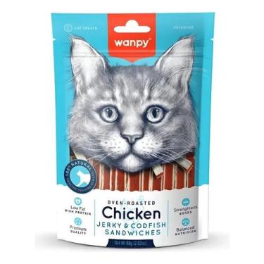 Imagem de Petisco Wanpy Mini Tiras De Frango E Peixe Para Gatos 80g