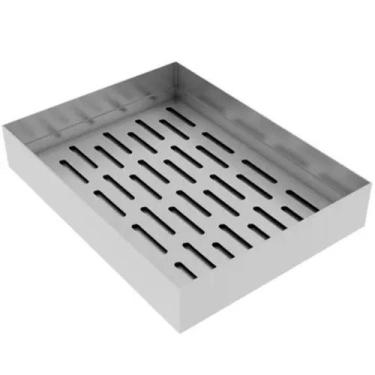 Imagem de Escorredor de Fritura Inox com Bandeja 30x40cm Grade Removível para Pa