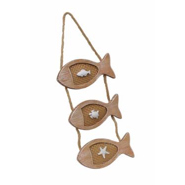 Imagem de Trio de Peixes em Madeira Decorativo Praia Marítimo