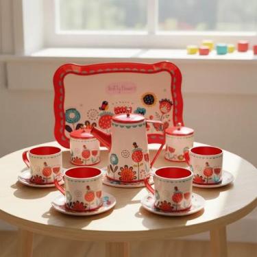 Imagem de Conjunto Jogo Completo De Chá Metal De Brinquedo - BarrettoMegaStore