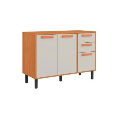 Imagem de Balcão Itatiaia Nápoles 120cm 3 Portas 2 Gavetas, Cinamomo e Off White