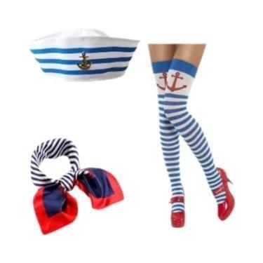 Imagem de Boné De Capitão Azul Marinho Chapéu De Marinheiro Branco Para Adultos 