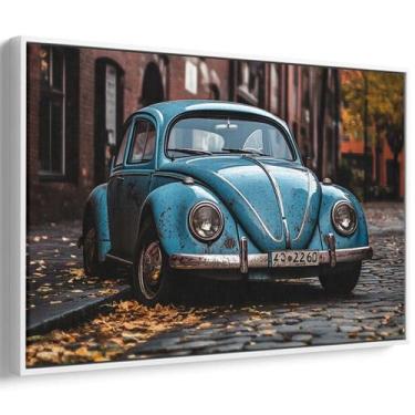 Imagem de Quadro Carro Clássico Nas Ruas Antigas - Mioquadros, 120x80 cm, Branco