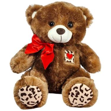 Imagem de Urso de Pelúcia Grande 35cm Com Coração e Laço Lindo Amor - Nikity Toy