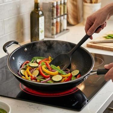 Imagem de Frigideira Wok Profissional 34cm Antiaderente Yakisoba Panela Grande R