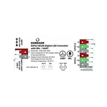 Imagem de Controlador LED Com Relé De Microfone Para WS281X SK6812 16A 2CH ESP32