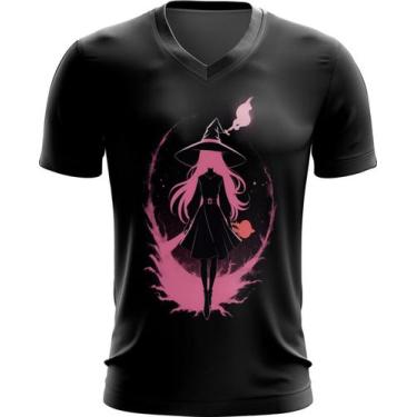 Imagem de Camiseta Gola V Bruxa Halloween Rosa Festa 11 - Kasubeck Store®, INF 0