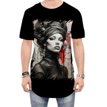 Imagem de Camiseta Longline Pintura a Carvão Mulher Arte Esfumaçada 6 - Kasubeck