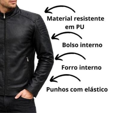 Imagem de Jaqueta  Couro PU Peluciada Forrada Premium-Masculino
