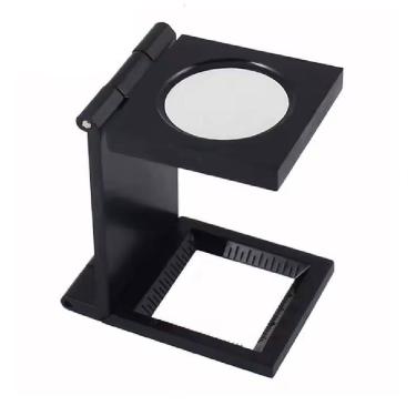 Imagem de Lupa Conta Fios de Mesa Yeet 10X Lente Óptica 28mm com Escala Portátil Dobrável Preto