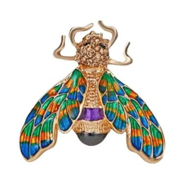 Imagem de Broche De Abelha Unissex Feminino Com Strass E Pérolas, Alfinete De La