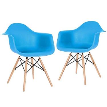 Imagem de Loft7, Kit - 2 x cadeiras Eames Daw - Azul céu - Madeira clara