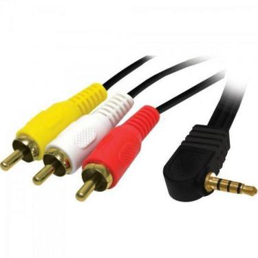 Imagem de Cabo P2 4c 90o X 3 Rca Macho 1,8m Cbrc0016 Preto Storm