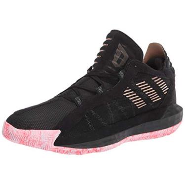 Imagem de adidas Tênis de basquete unissex adulto Dame 6, Preto/Rosa/Branco, 17