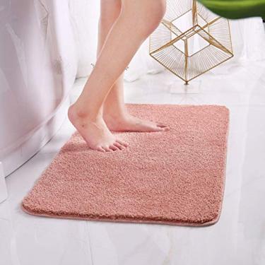 Imagem de jia cool Tapete de banheiro 50,8 x 81,2 cm, tapete de banheiro felpudo de microfibra, absorvente de água, lavável na máquina, tapete de chuveiro macio antiderrapante, rosa macio