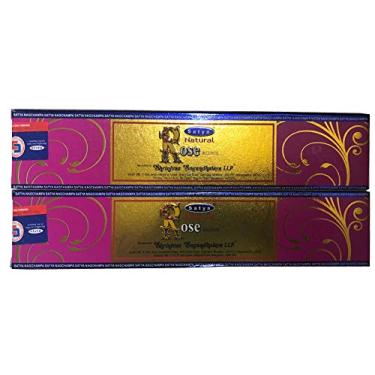 Imagem de Satya Nag Champa - Palitos de incenso de rosa natural - Pacote com 2 (15 gramas cada)
