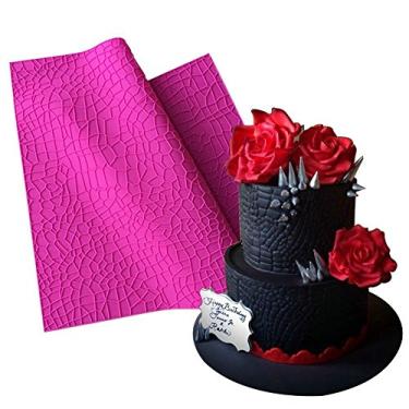 Imagem de Tapete de Impressão de Crocodilo de Tamanho Grande da Art Kitchenware de Silicone em Relevo 59,6 x 15,75 polegadas Ferramentas de Decoração de Bolo Fondante Moldes de Pastel Moldes de Pastelaria BLM-26