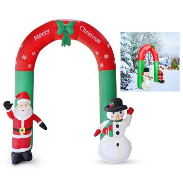 Imagem de Arco Inflavel Portal Natalino Natal 2 Metros e 40cm Decoraçao 110V Enfeite Papai Noel Boneco de Neve Jardim Casa Comercio Shopping Festa