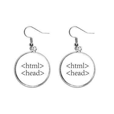 Imagem de Brinco feminino com pingente de orelha em formato de HTML em formato de programador