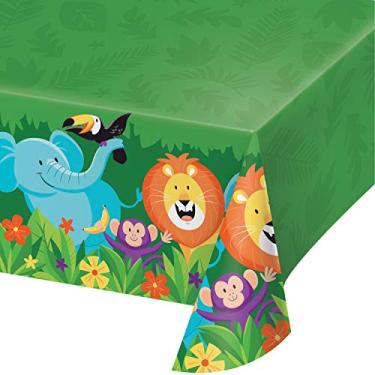 Imagem de Creative Converting Toalha de mesa de plástico Jungle Safari, 137 x 259 cm, 1 ct, multicolorida