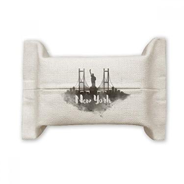 Imagem de New York America Landmark Ink Suporte de capa de papel para lenços faciais de pintura de cidade, saco de linho de algodão