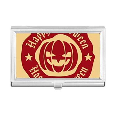 Imagem de Carteira de bolso com estampa redonda vermelha de abóbora de Dia das Bruxas