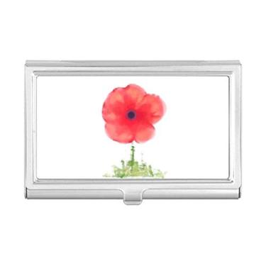 Imagem de Porta-cartões de visita Red Flower Corn Art aquarela com porta-cartões